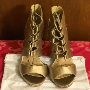 BCBG Satin Lace Up Heels